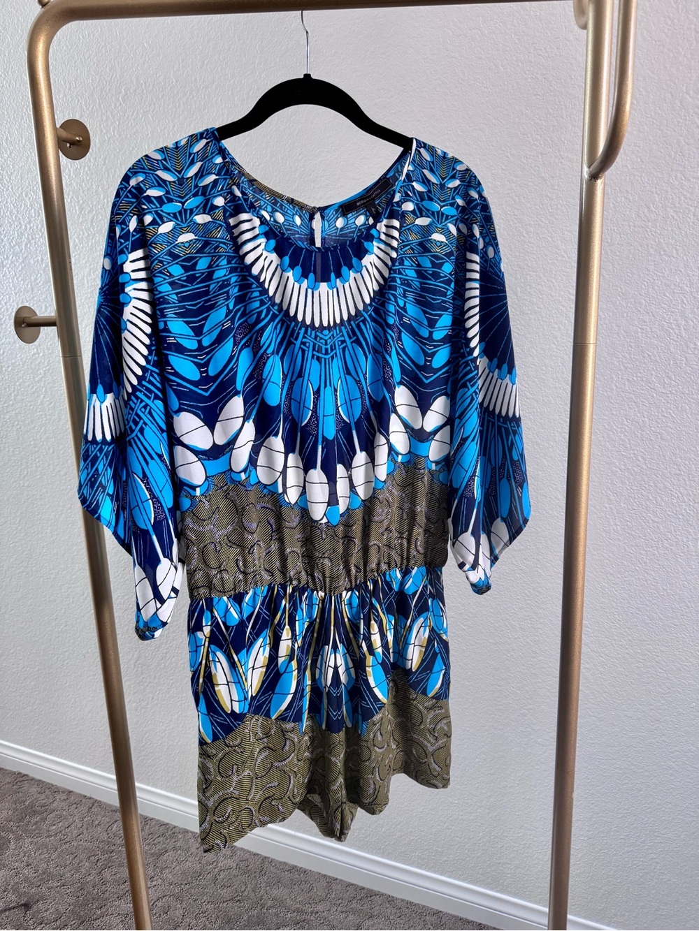 BCBG Blue & White Patterned Short Romper